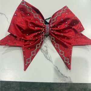 Red Rhinestone Cheer Bow Hair Accessory